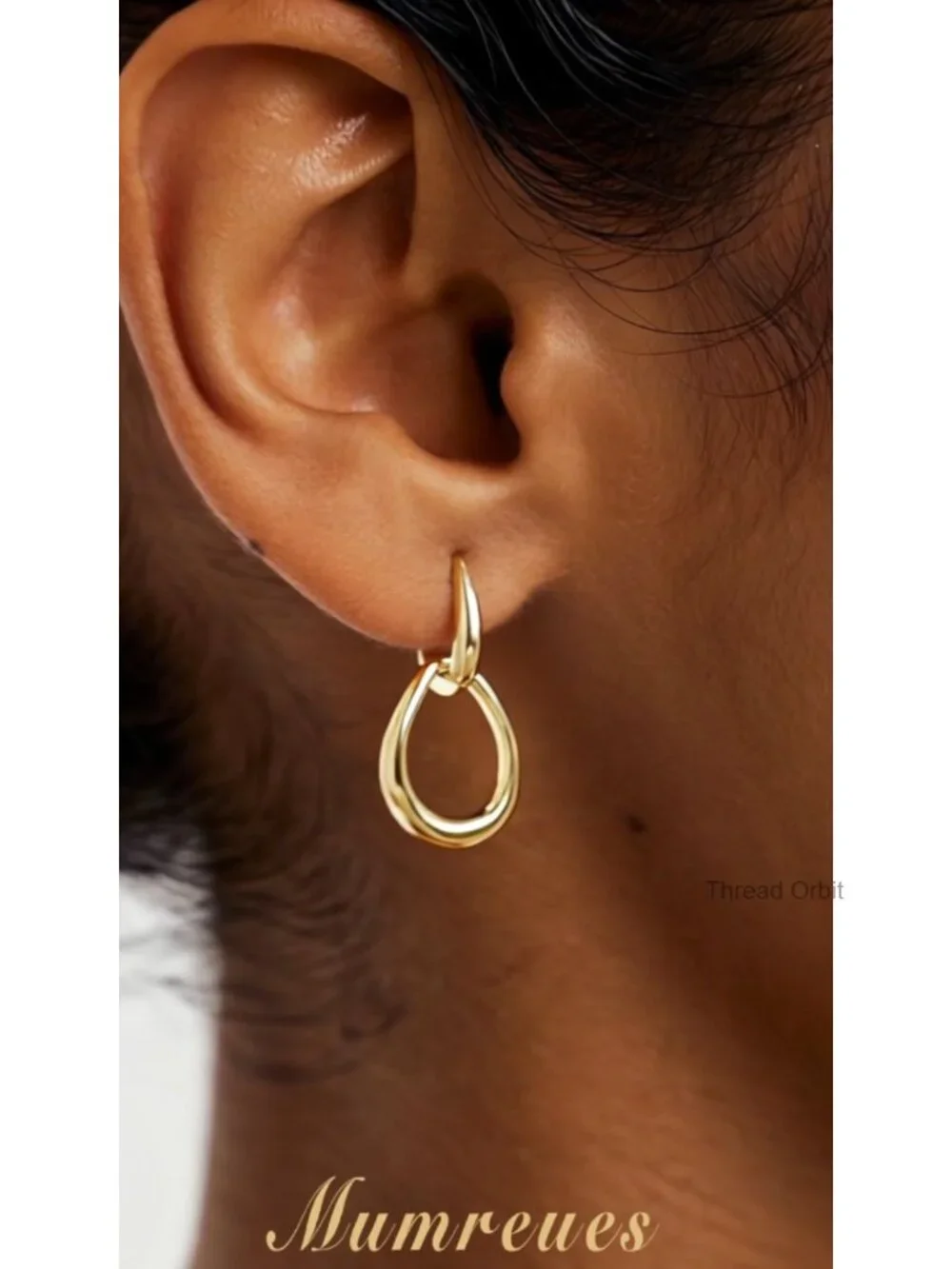 14K Gold Plated Double Hoop Dangle Earrings Trendy Drop Earrings Lightweight
